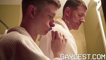 Gaycest Boy gets oiled up massage by dad and cums for him