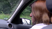 Naughty german hitchhiker gets horny so she gives her wet pussy to the filthy driver